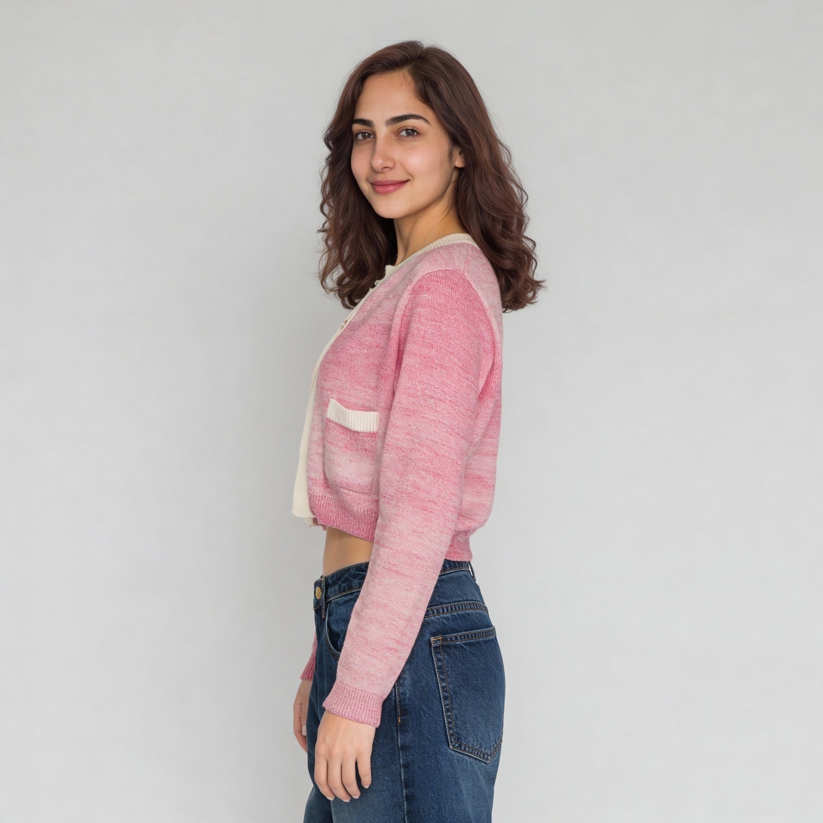 Knitted Ombre Full Sleeve Flat Knit Top