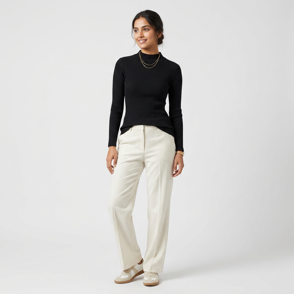 Solid Turtle Neck Slim T-Shirt