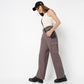 Regular Fit Solid High Rise Cargos