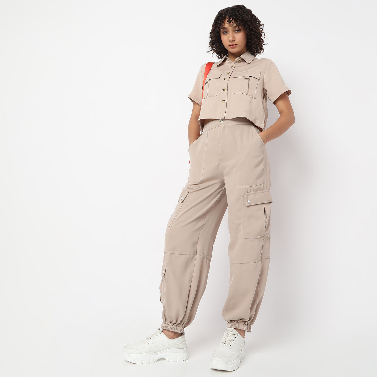 Relaxed Fit Mid Rise Cargos