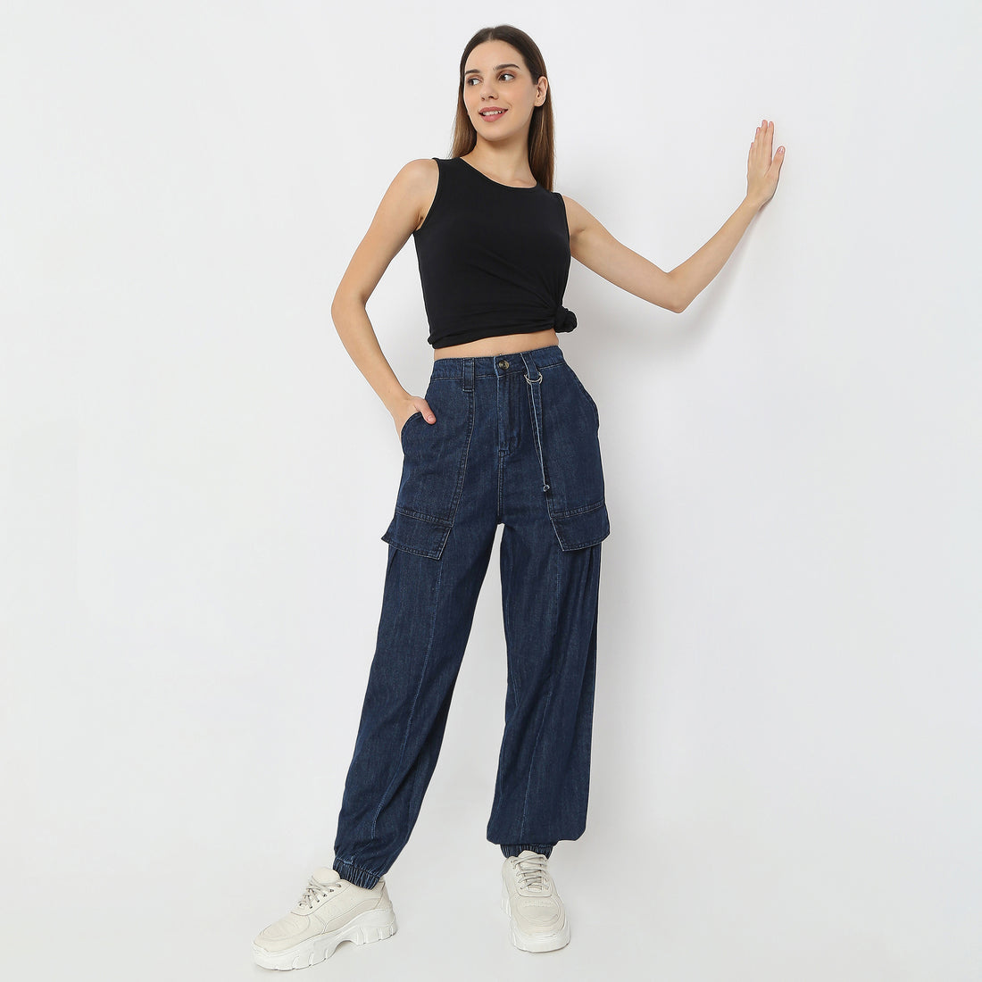 Solid Full-Length Jogger Fit Pants