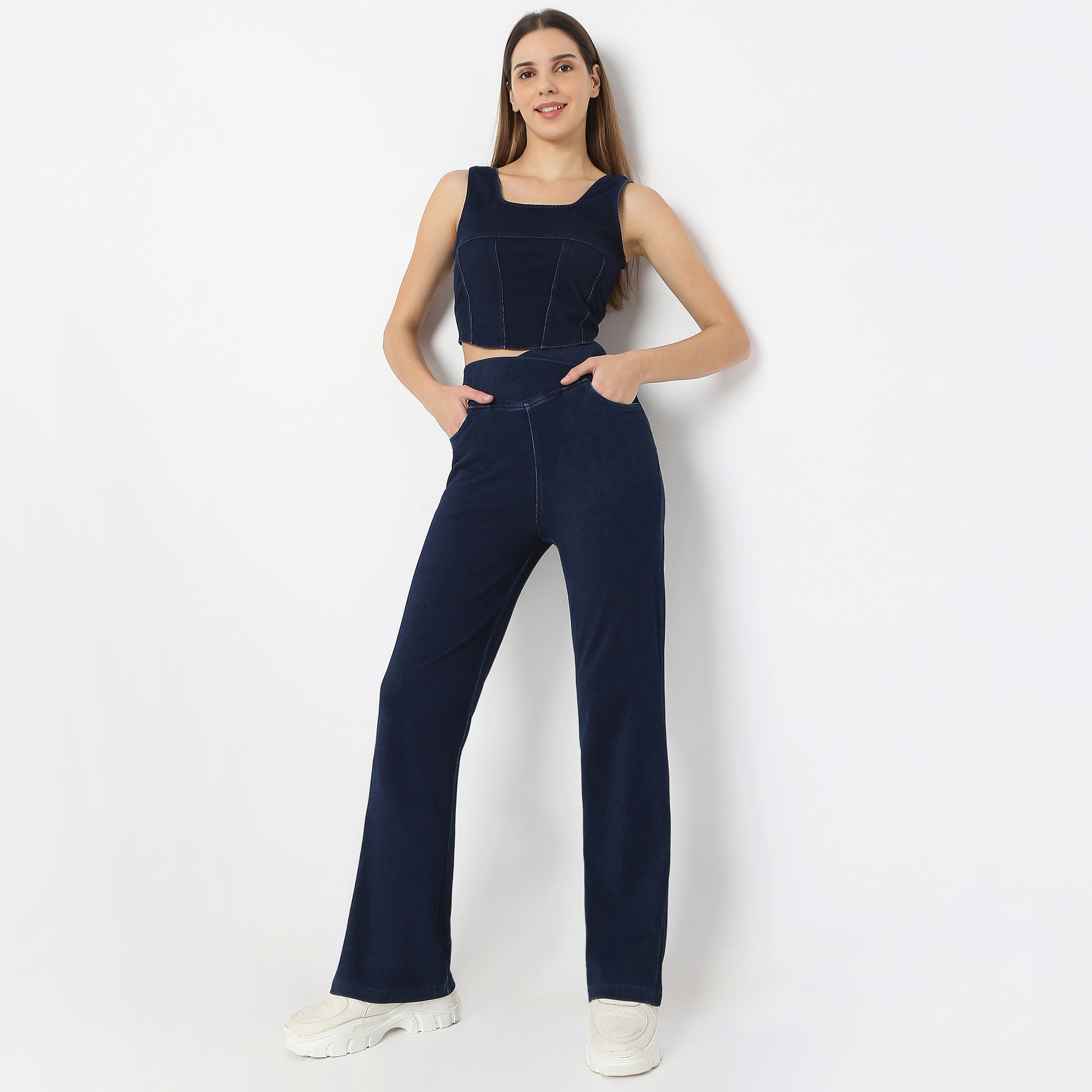 Solid Full-Length All-Day Comfort Boot Cut Pants