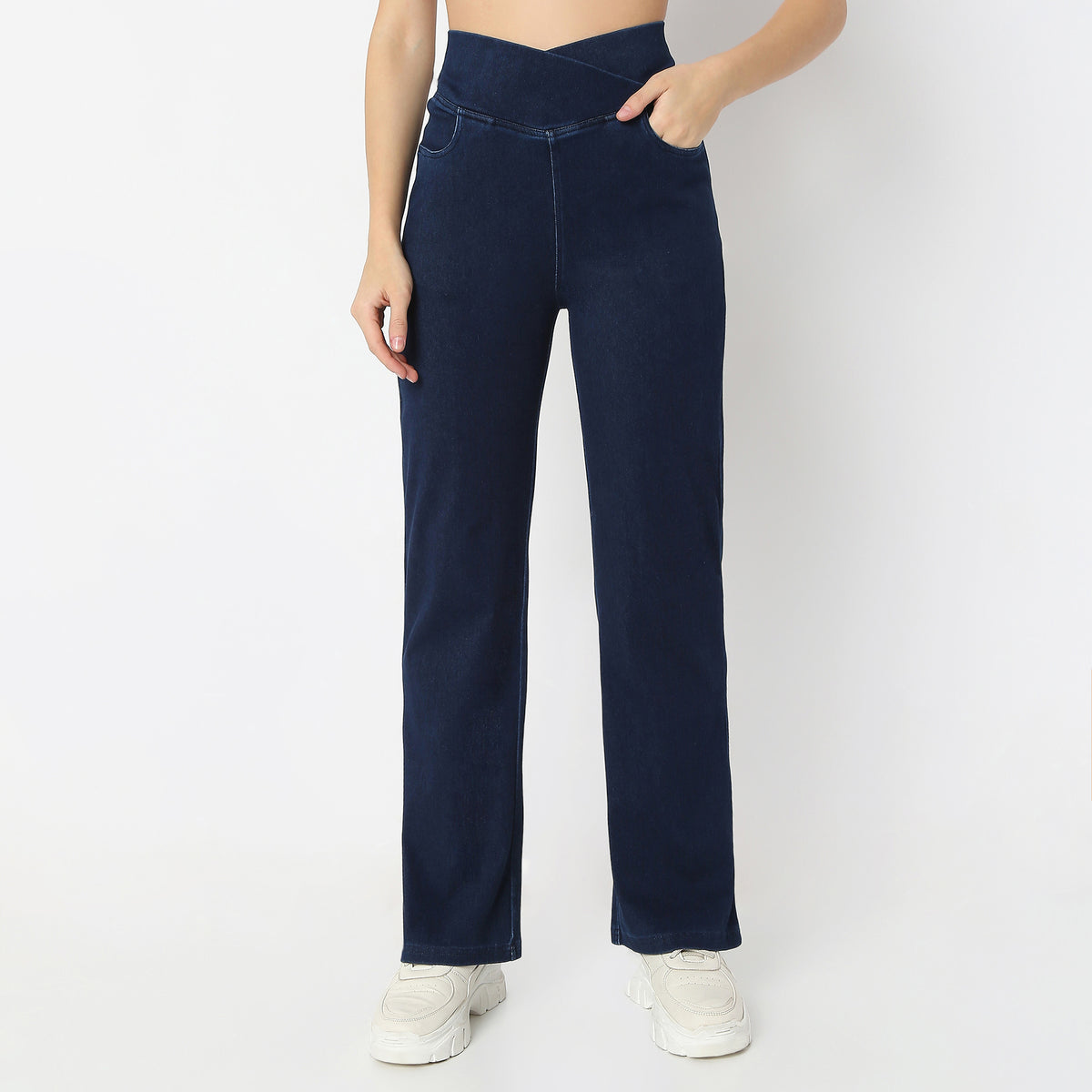 Solid Full-Length All-Day Comfort Boot Cut Pants