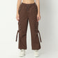 Relaxed Fit Solid Ankle Length High Rise Pants