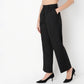 Relaxed Fit Solid Ankle Length High Rise Pants