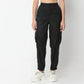 Regular Fit Solid Ankle Length High Rise Cargo Pants