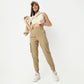Regular Fit Solid Ankle Length High Rise Cargo Pants