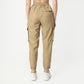 Regular Fit Solid Ankle Length High Rise Cargo Pants