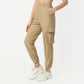 Regular Fit Solid Ankle Length High Rise Cargo Pants