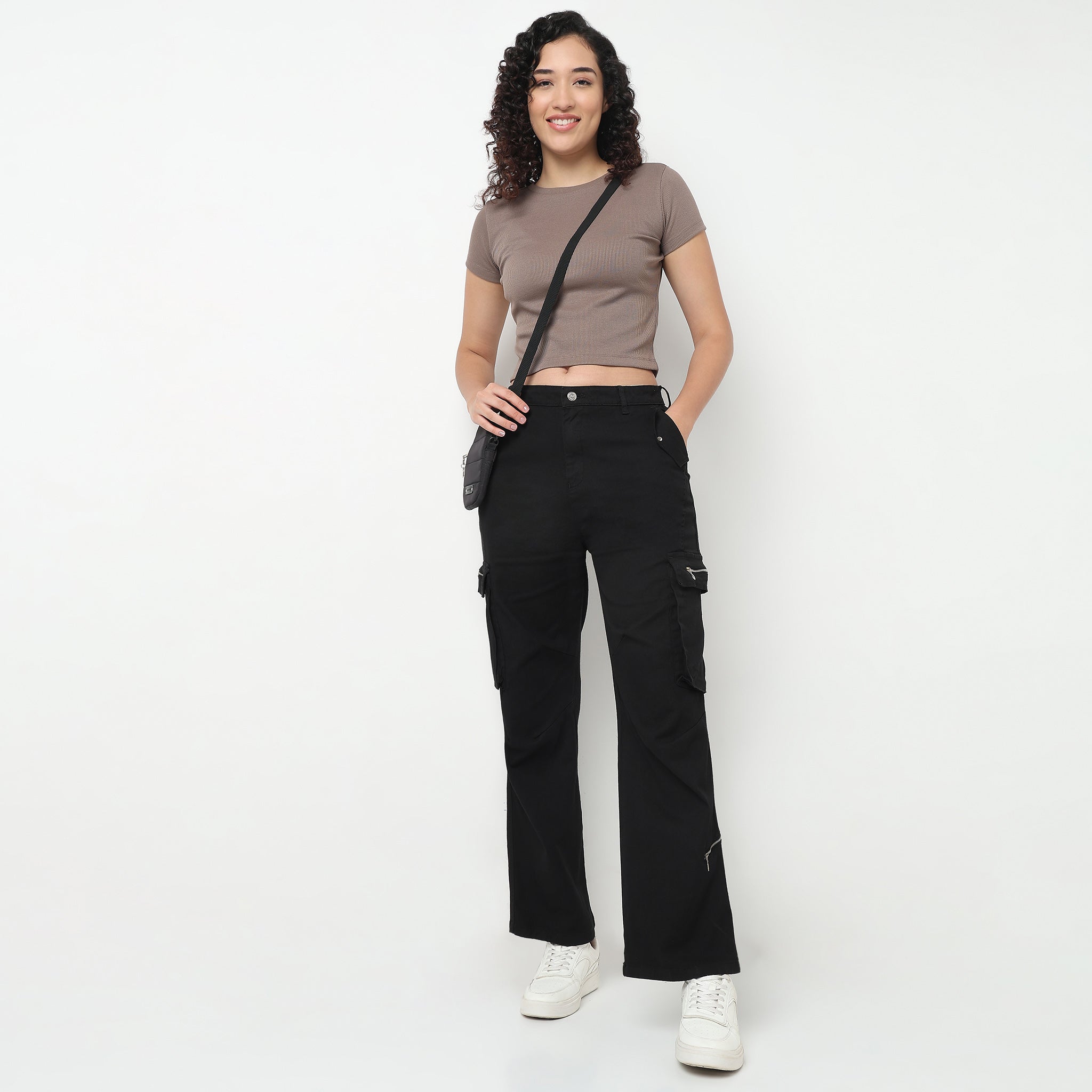 Buy Women Relaxed Fit Solid Ankle Length High Rise Pants  - Style Union