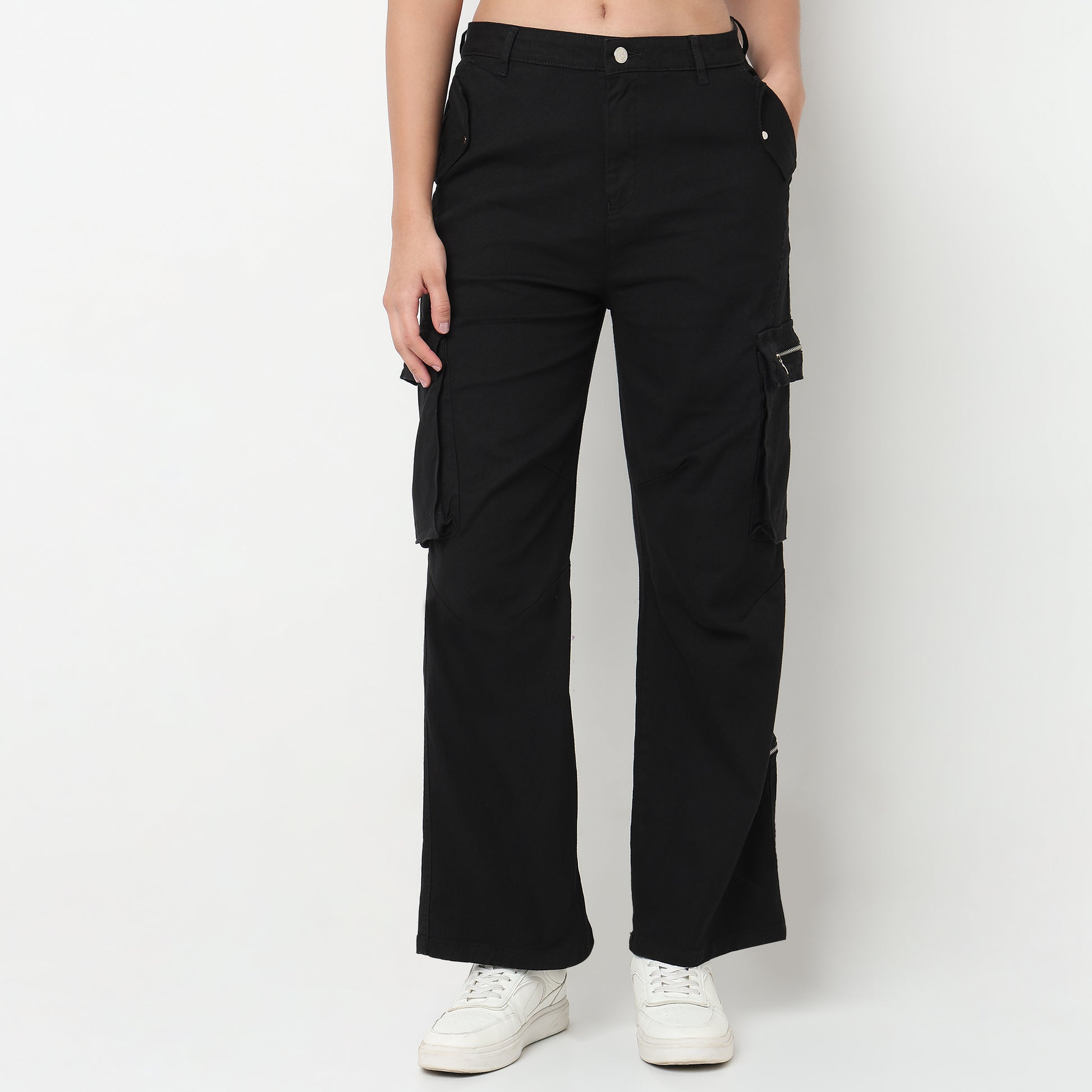 Buy Women Relaxed Fit Solid Ankle Length High Rise Pants  - Style Union