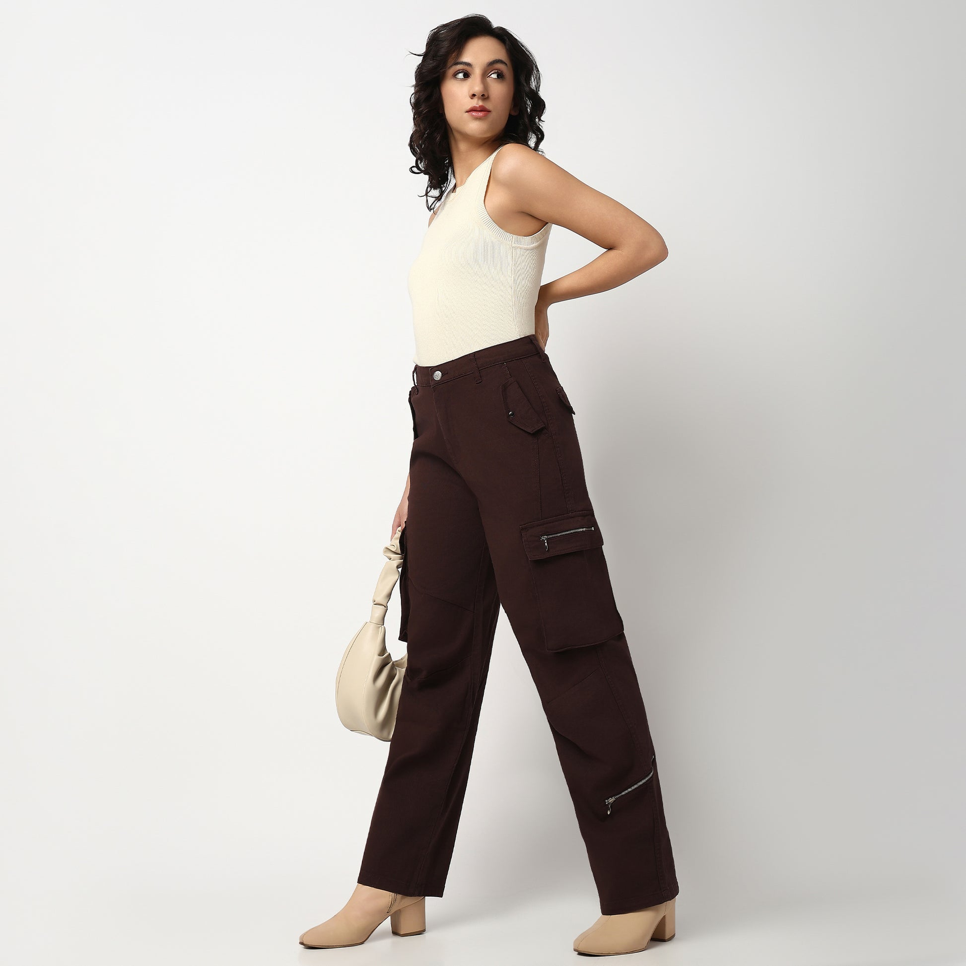 Buy Women Relaxed Fit Solid Ankle Length High Rise Pants  - Style Union