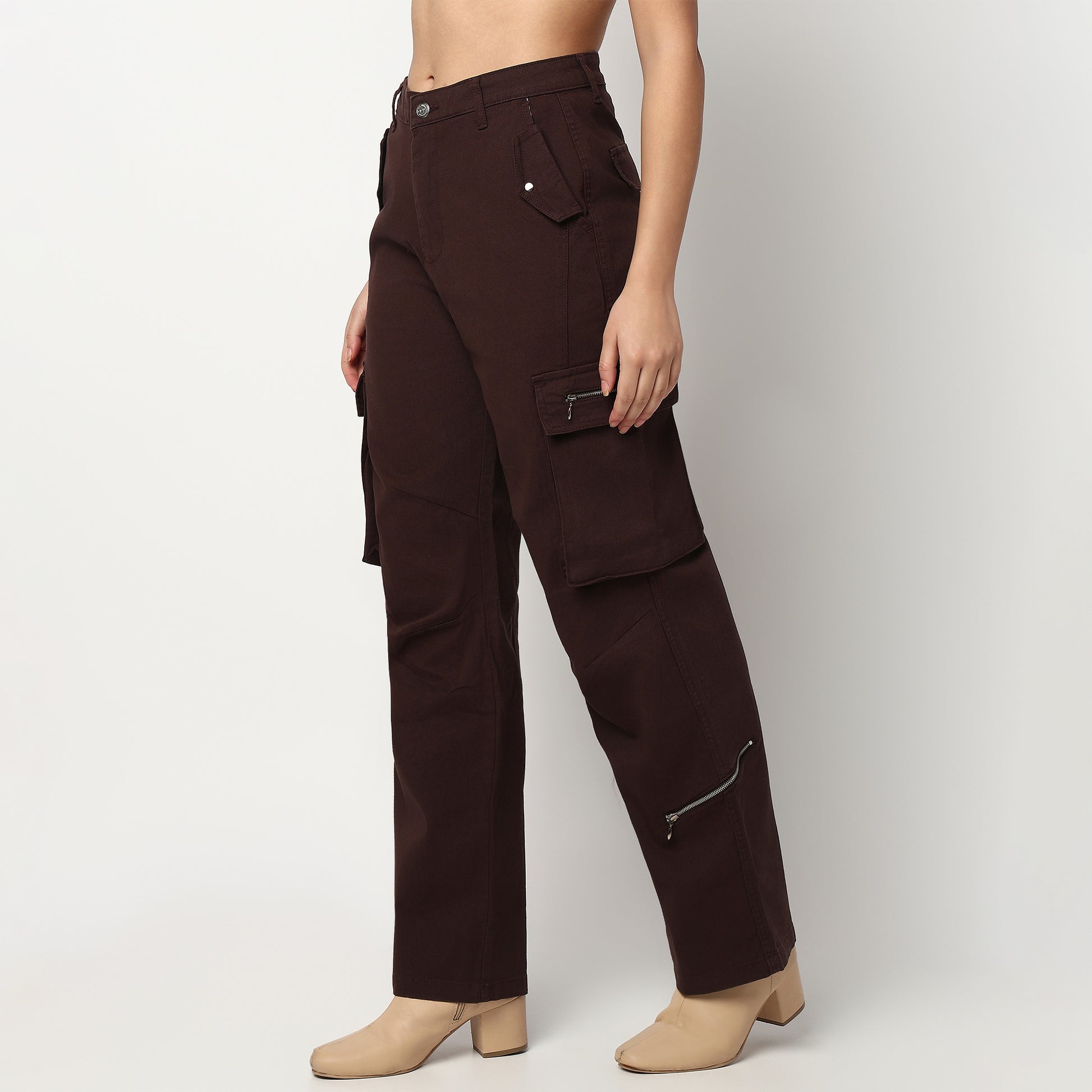 Buy Women Relaxed Fit Solid Ankle Length High Rise Pants  - Style Union