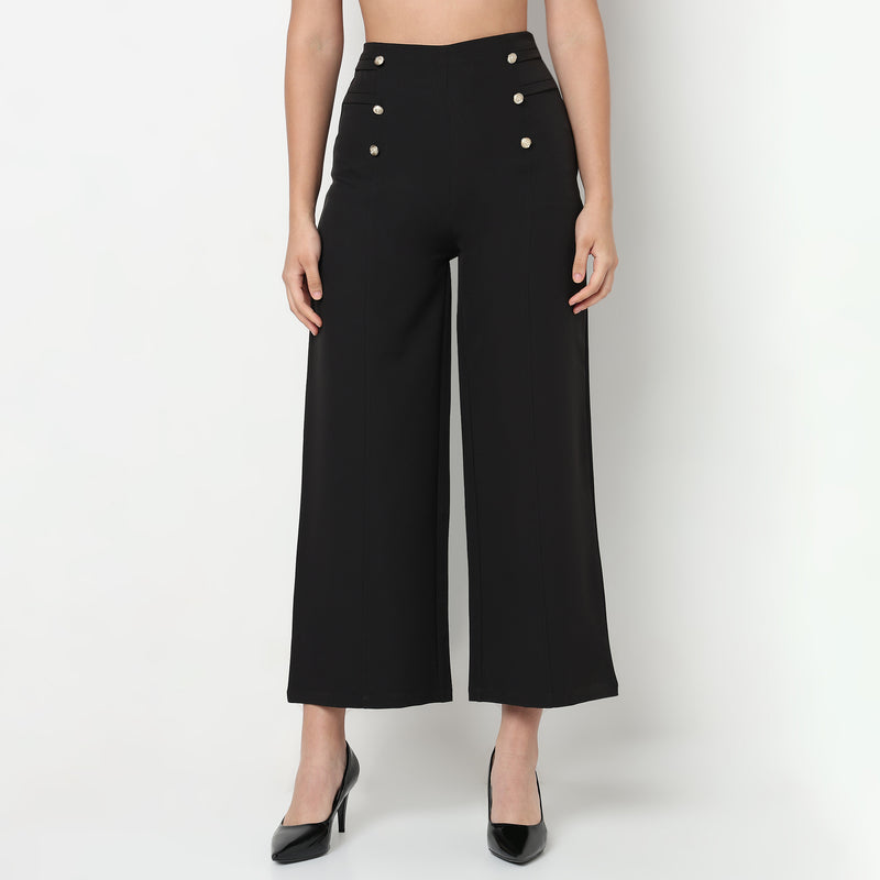 Buy Women Straight Fit Solid Full Length High Rise Pants  - Style Union