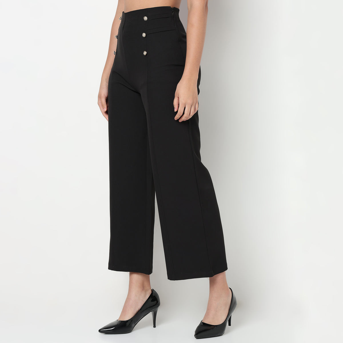 Buy Women Straight Fit Solid Full Length High Rise Pants  - Style Union