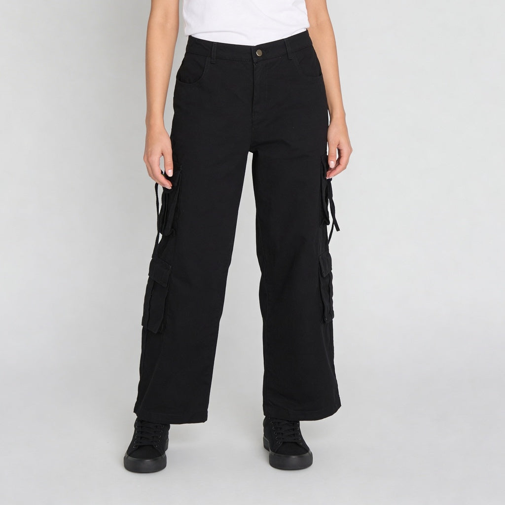 Cotton Solid High Rise Pants