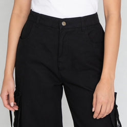 Cotton Solid High Rise Pants