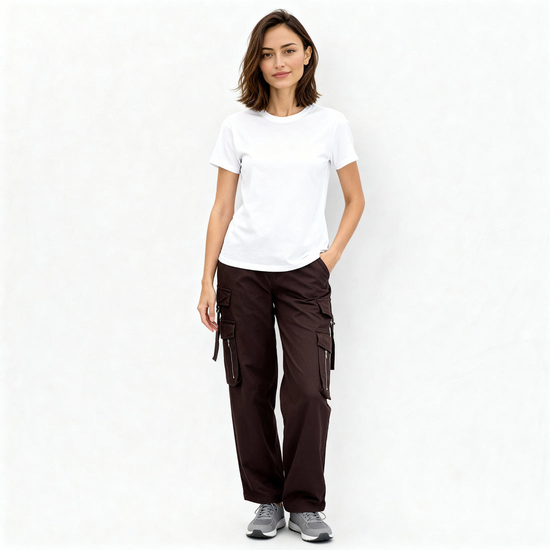 Solid Patch Pockets and Zippers Cargos