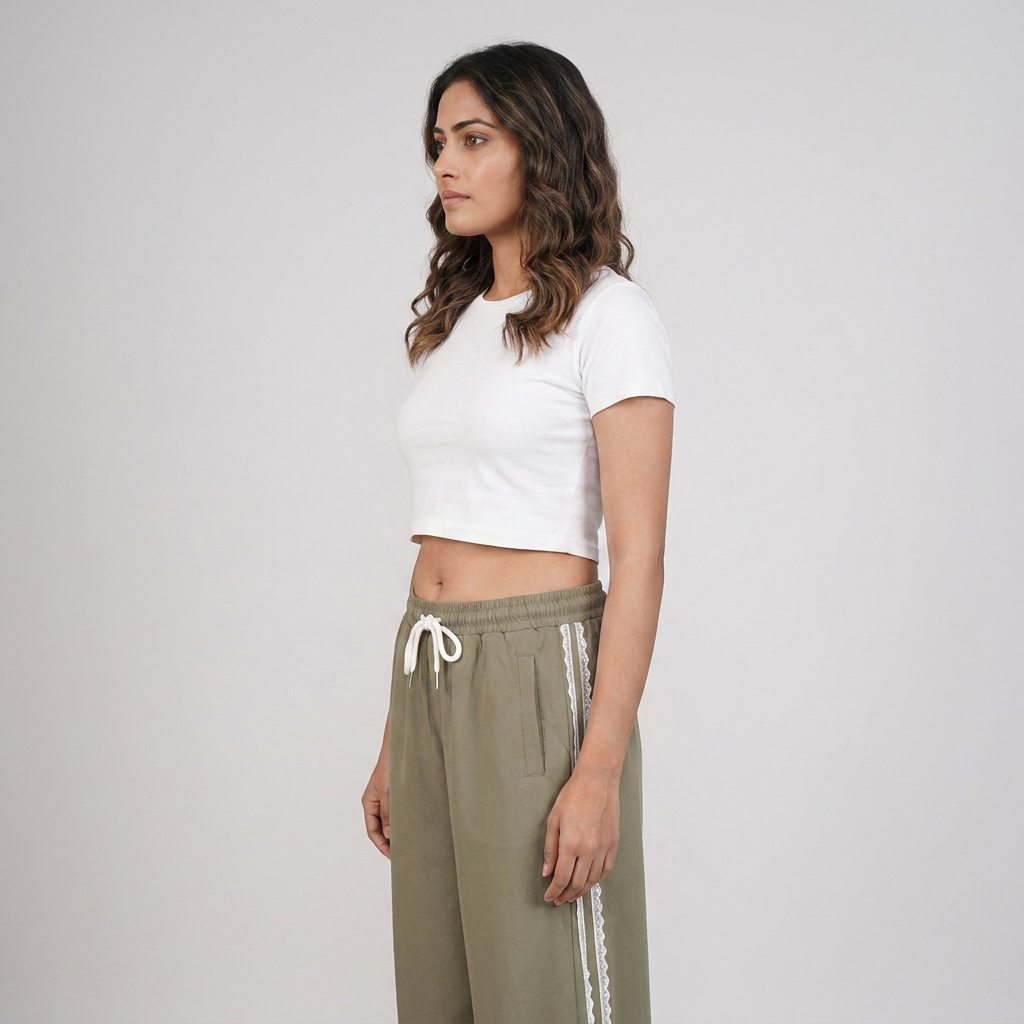 Cotton Solid High Rise Pants