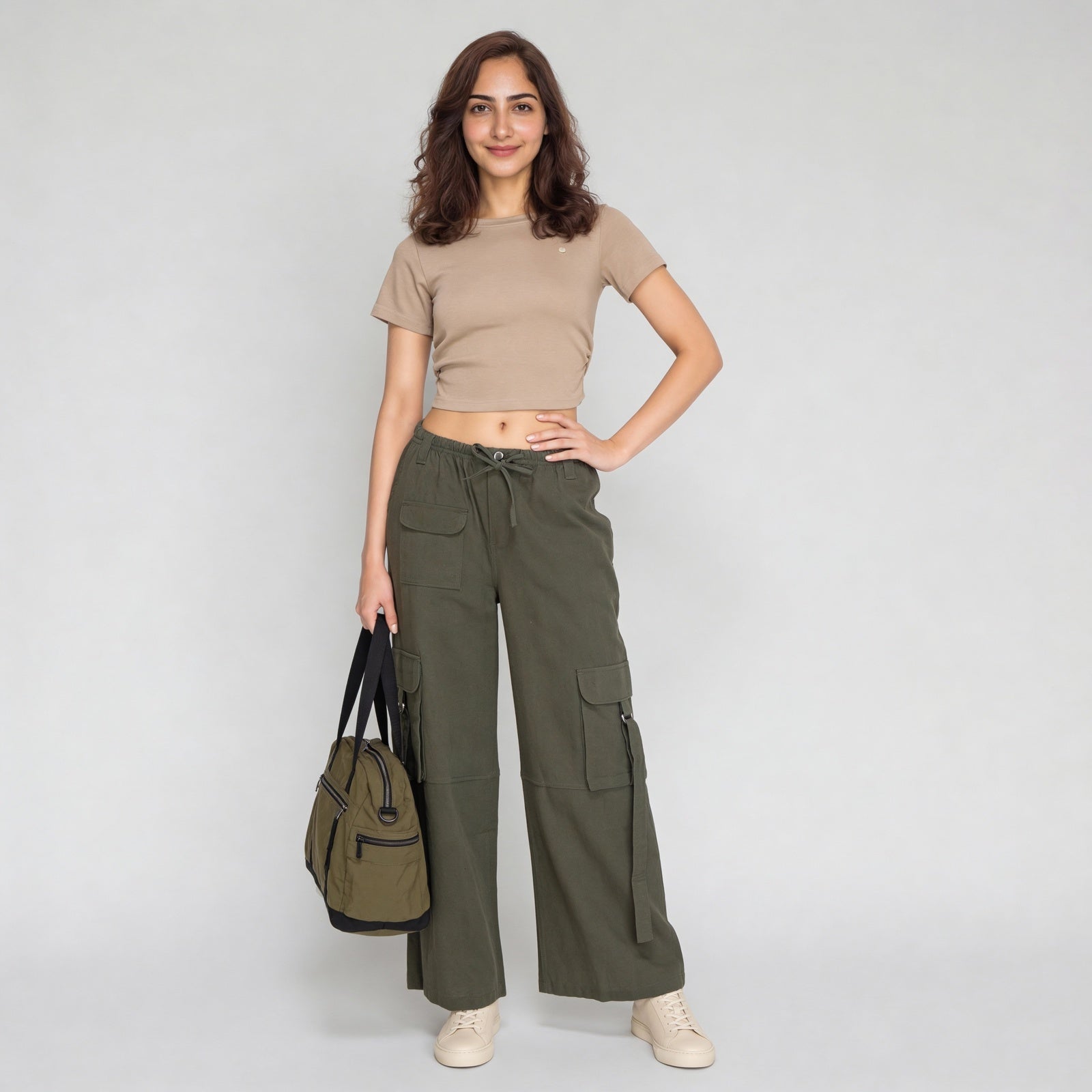 Cotton Ankle Length High Rise Pants