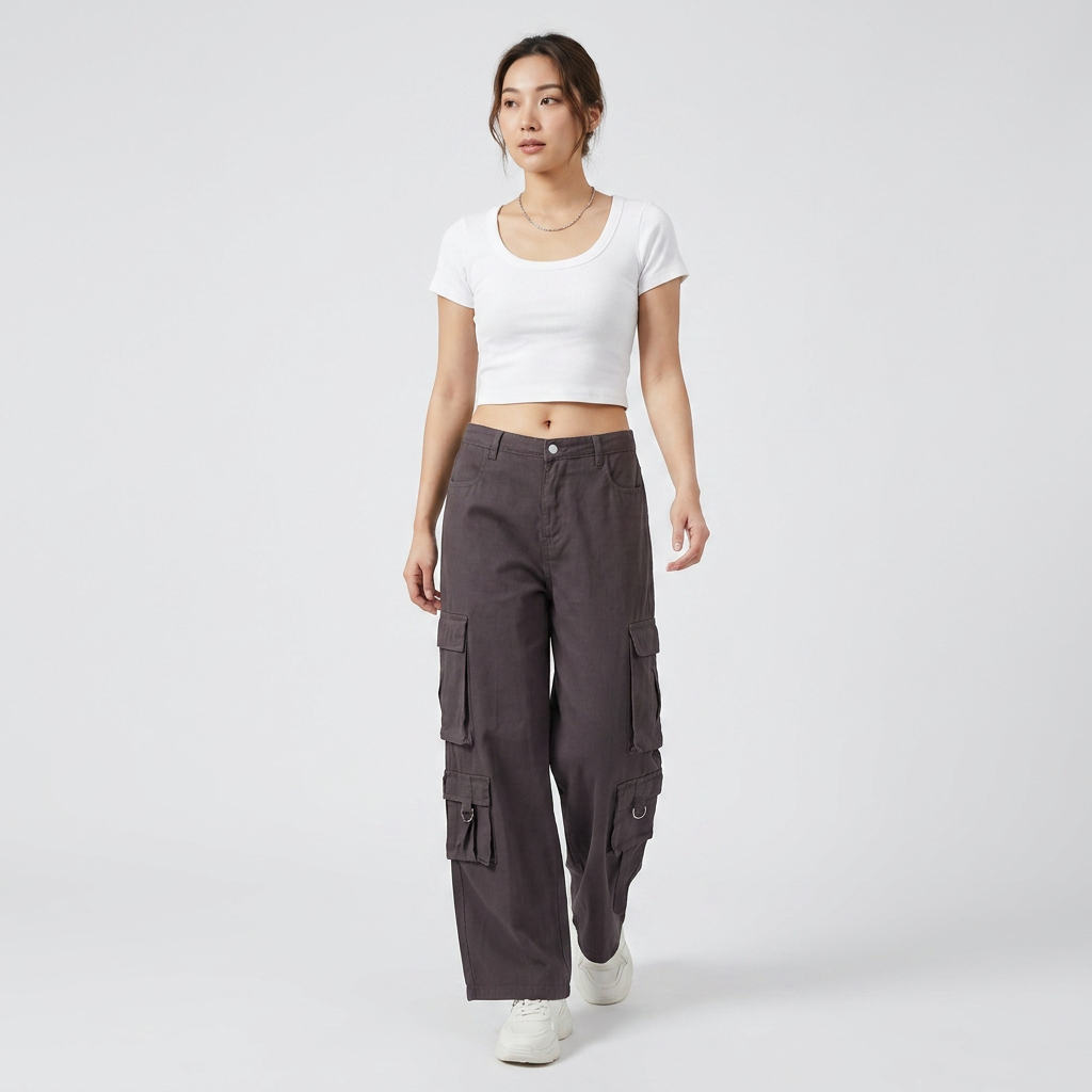 Cotton Solid High Rise Pants