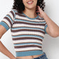 Knitted Striped Slim Crop T-Shirt