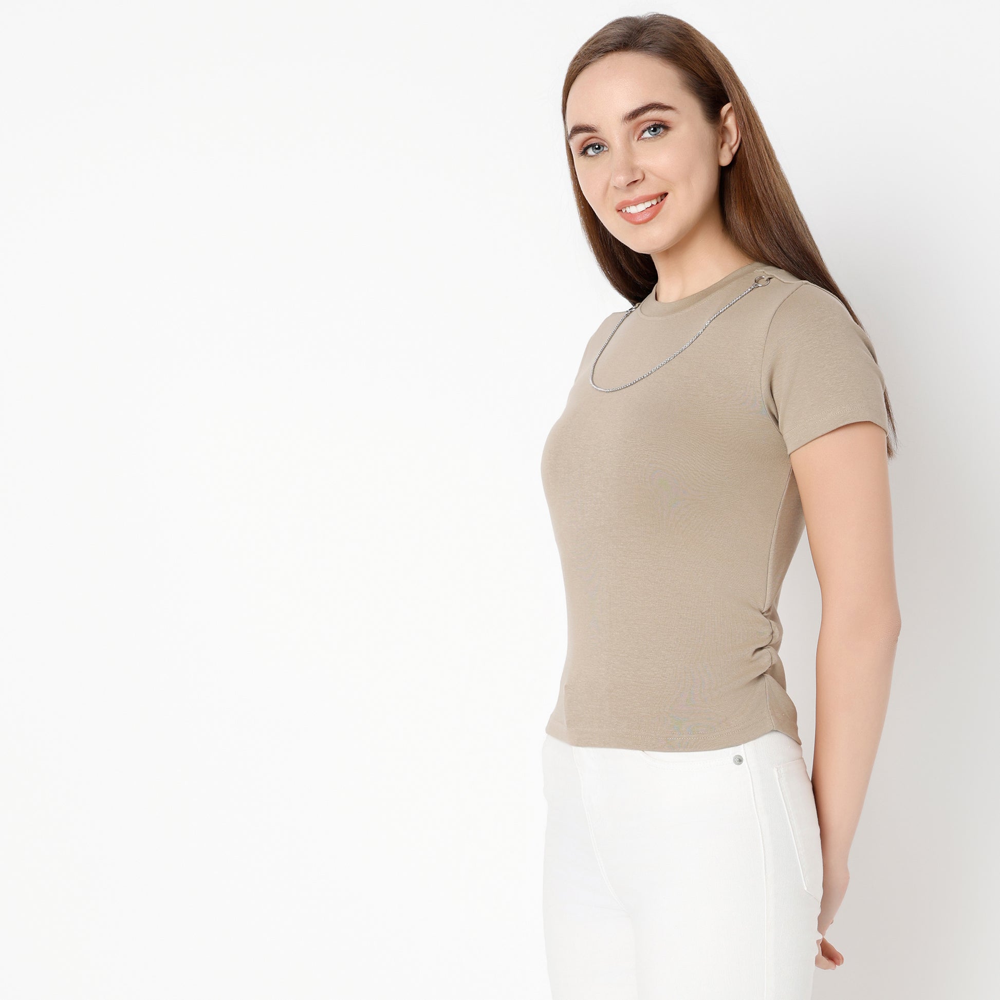 Slim Fit Solid Round Neck T-Shirt