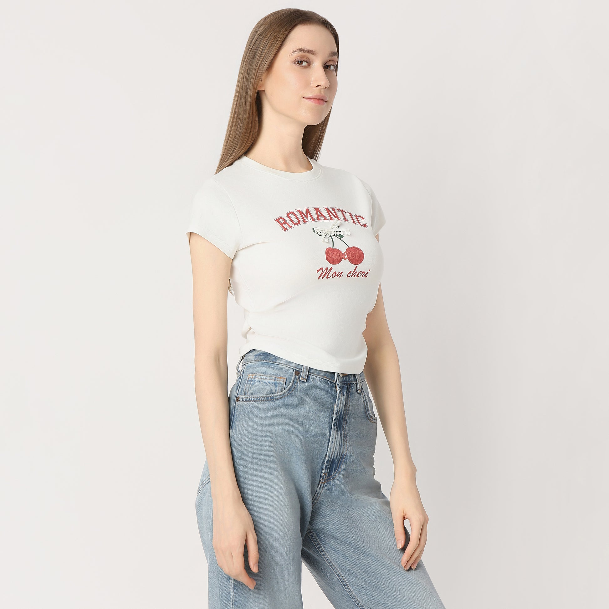 Slim Fit Graphic Short Length T-Shirt