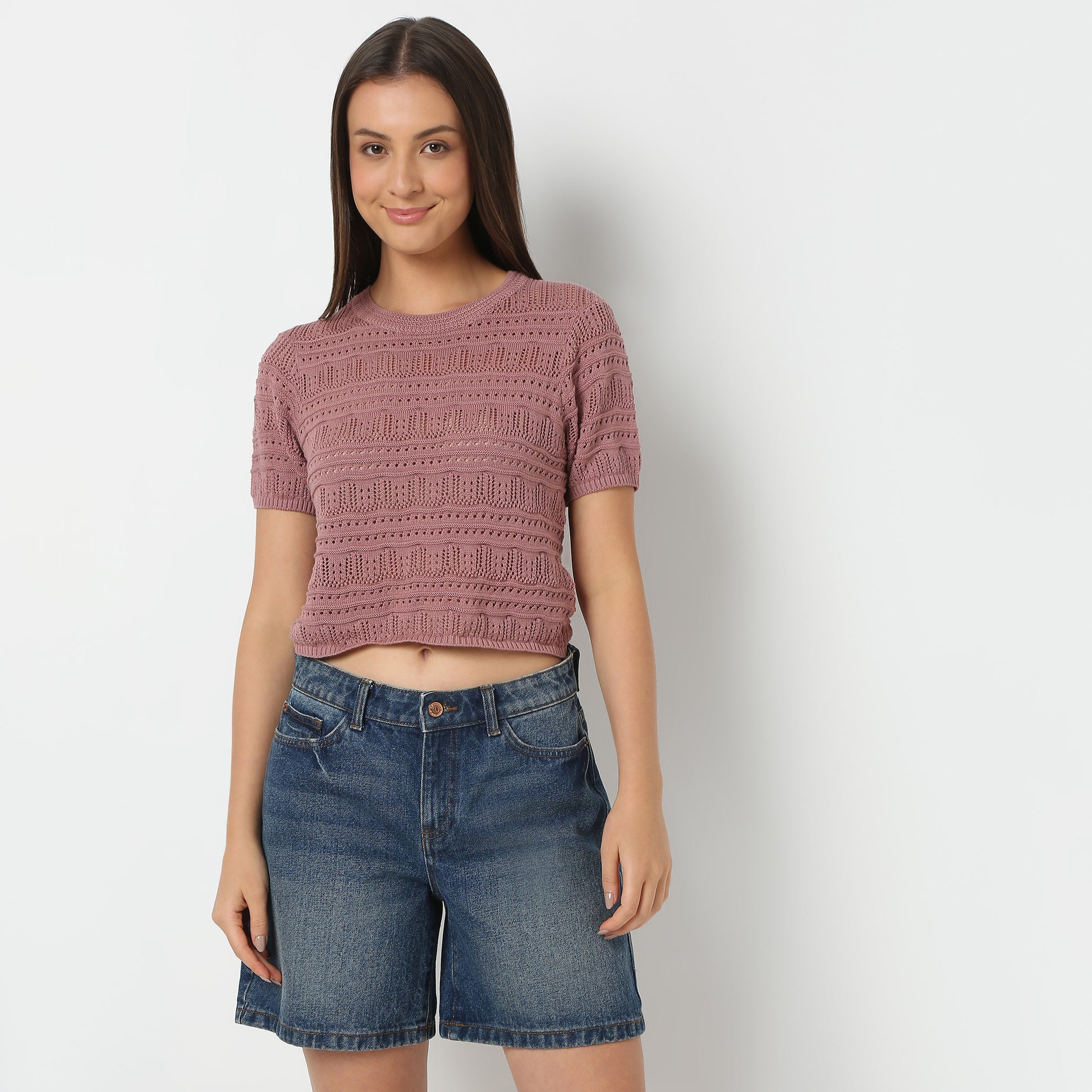 Women Round Neck Structured Young Fashion T-Shirt