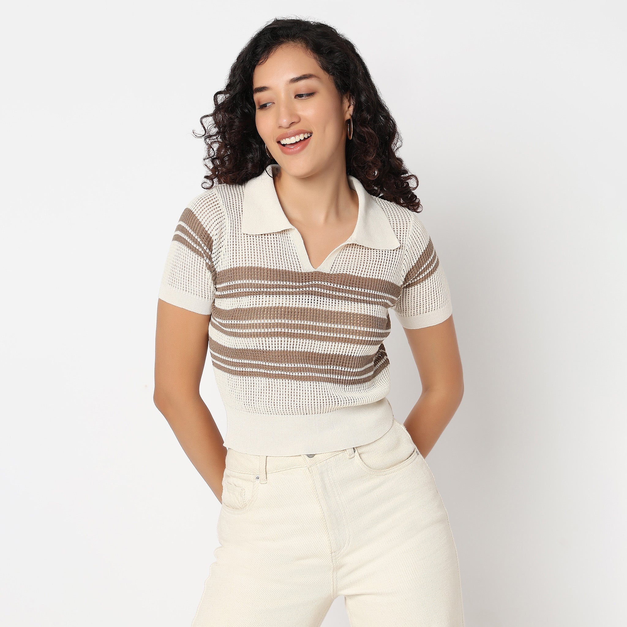 Betty Fashion Striped Detail Knitted T-Shirt
