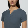 V-Neck Solid Fashion T-Shirt With Side Ruching