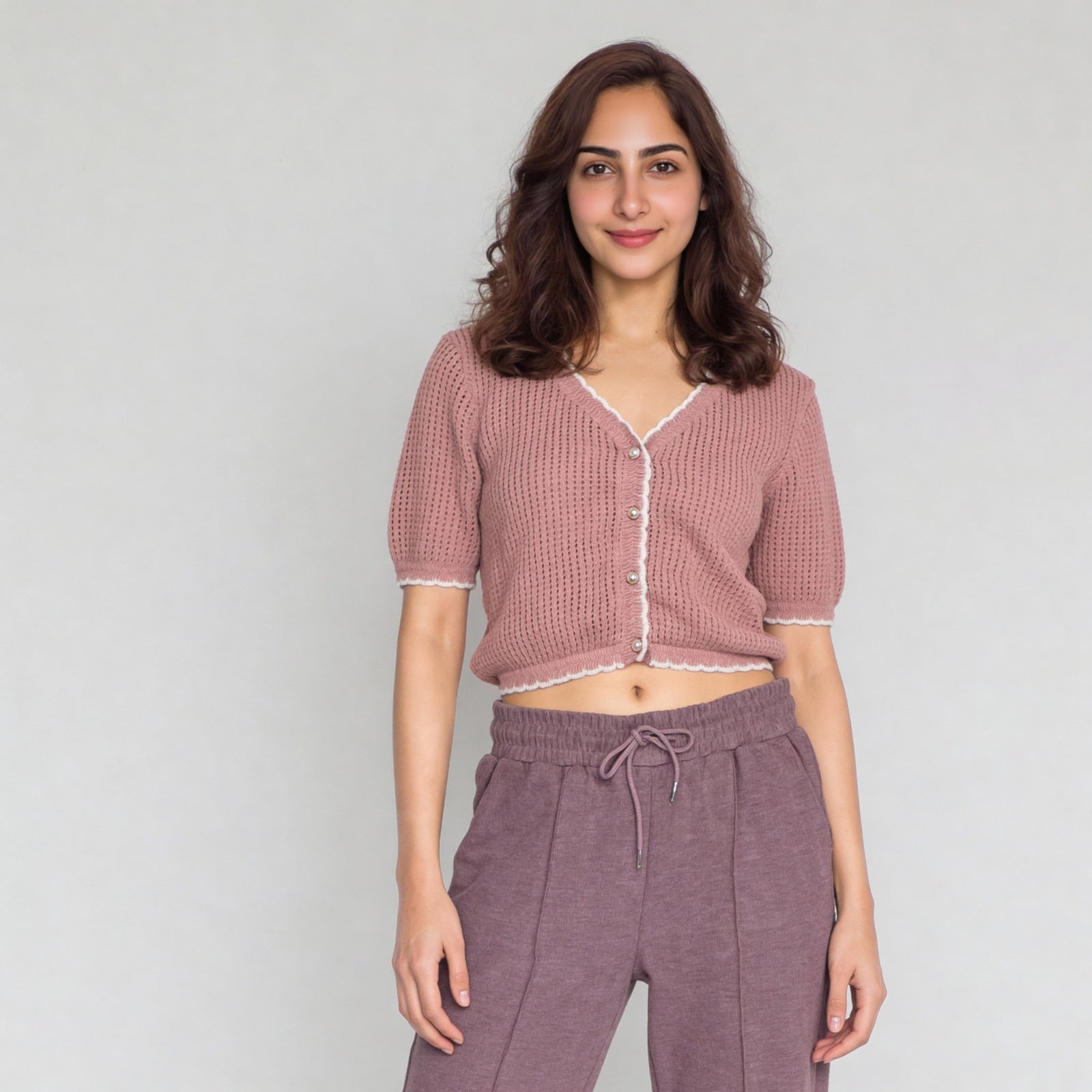 V-Neck Cropped Knitted Shrug