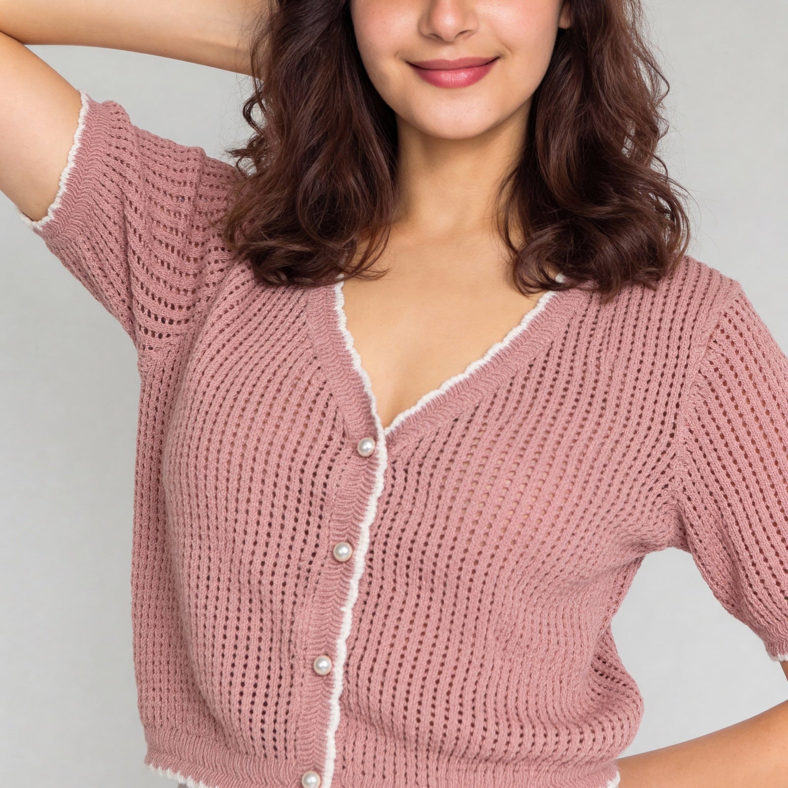 V-Neck Cropped Knitted Shrug