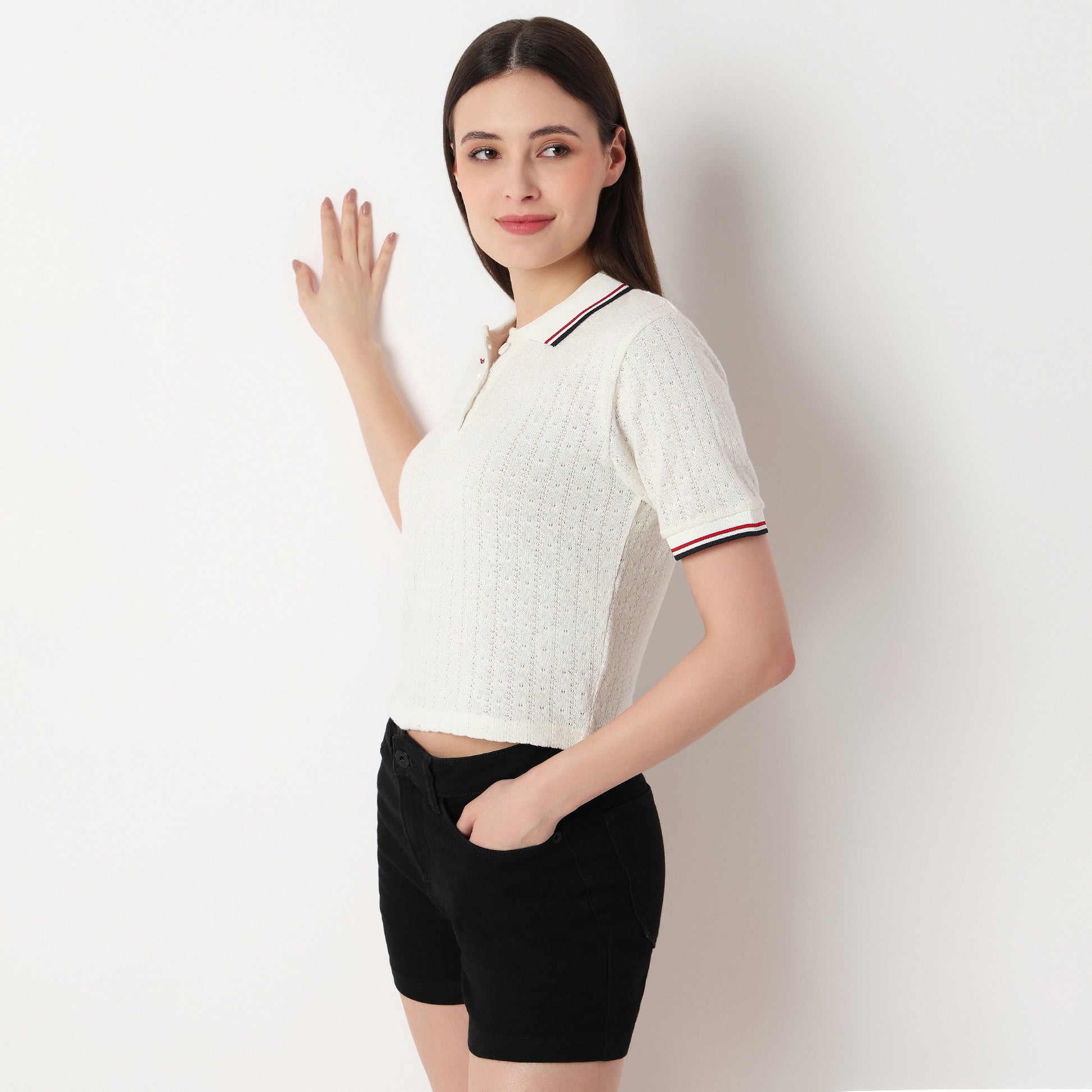 Cotton Crop Polo T-Shirt
