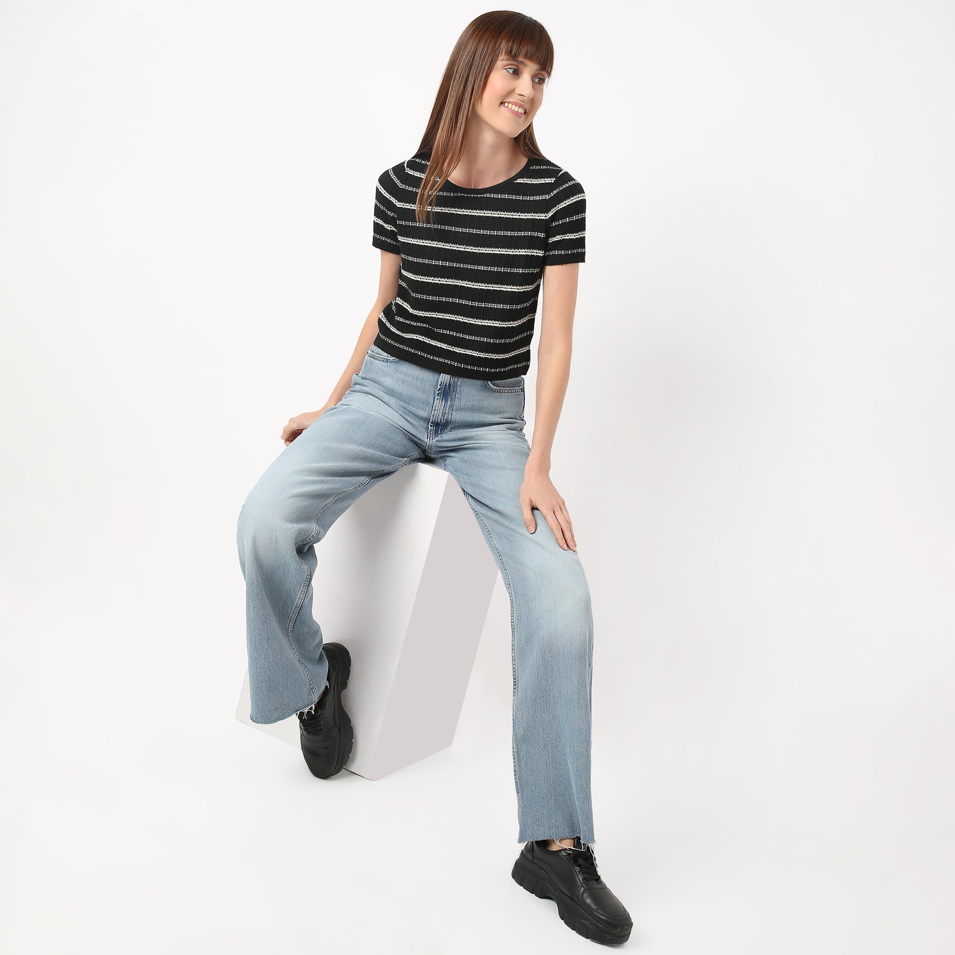 Regular Fit Striped Round Neck T-Shirt