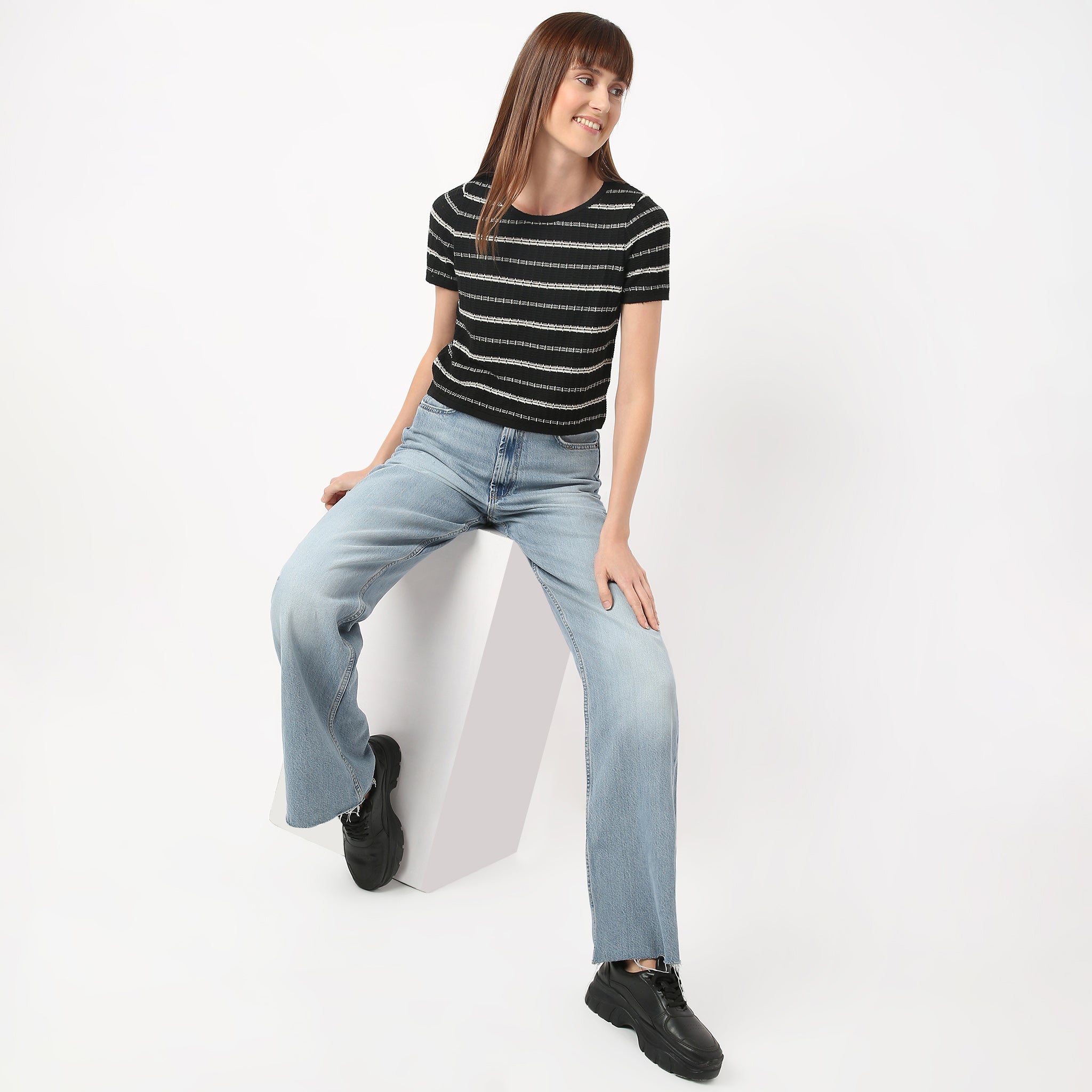 Regular Fit Striped Round Neck T-Shirt