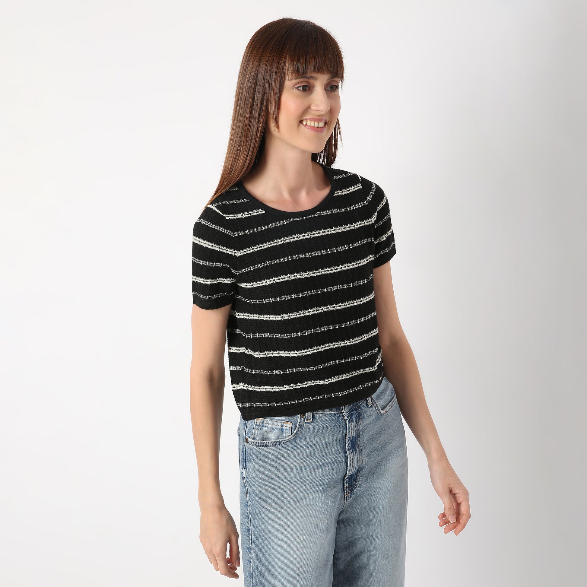Regular Fit Striped Round Neck T-Shirt