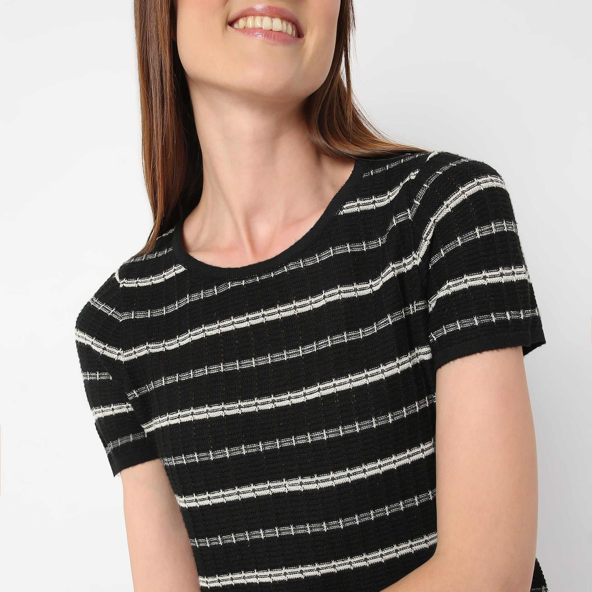 Regular Fit Striped Round Neck T-Shirt
