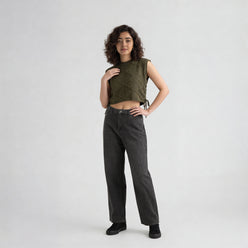 Cotton Polyester Geometric Sleeveless T-Shirt