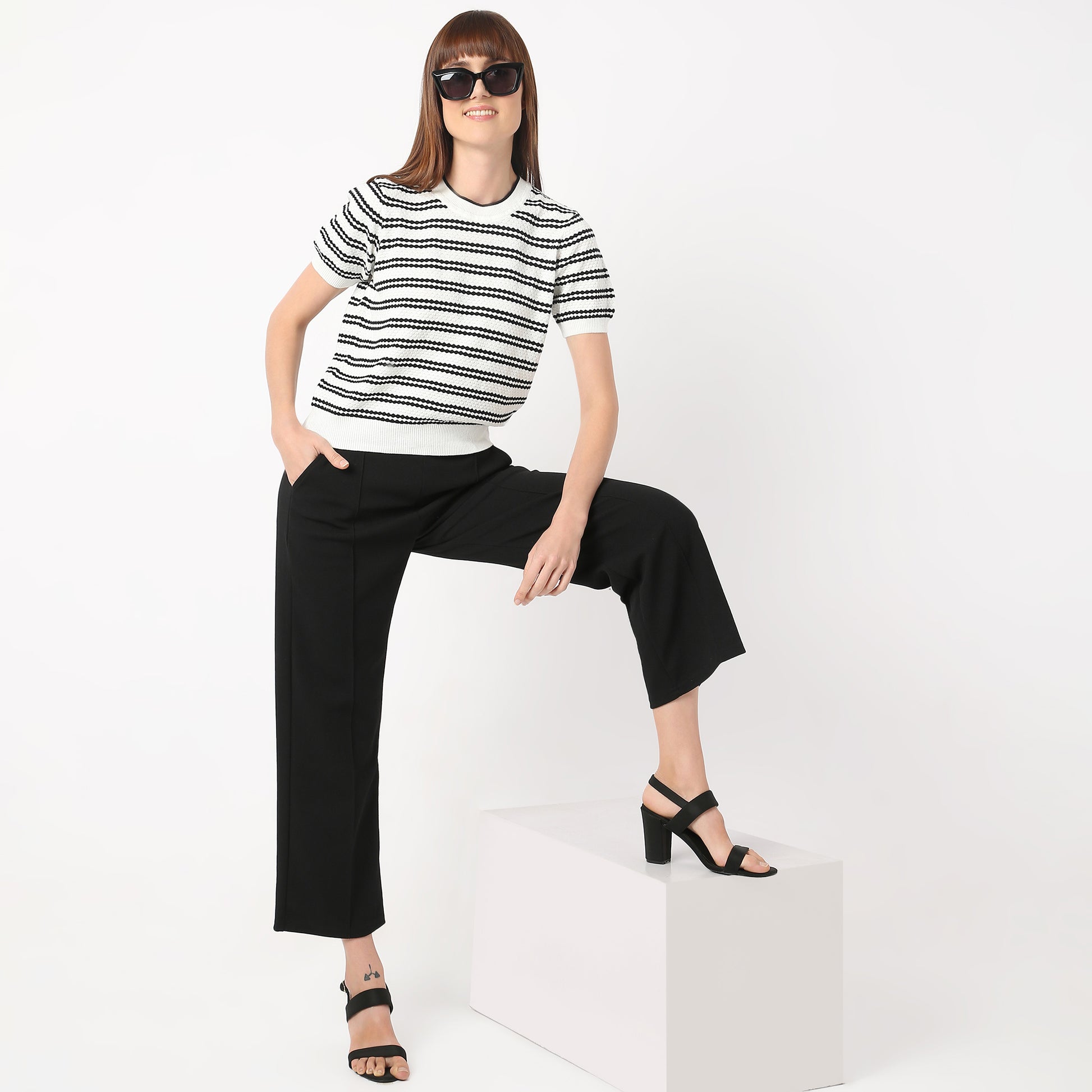 Regular Fit Striped Round Neck T-Shirt