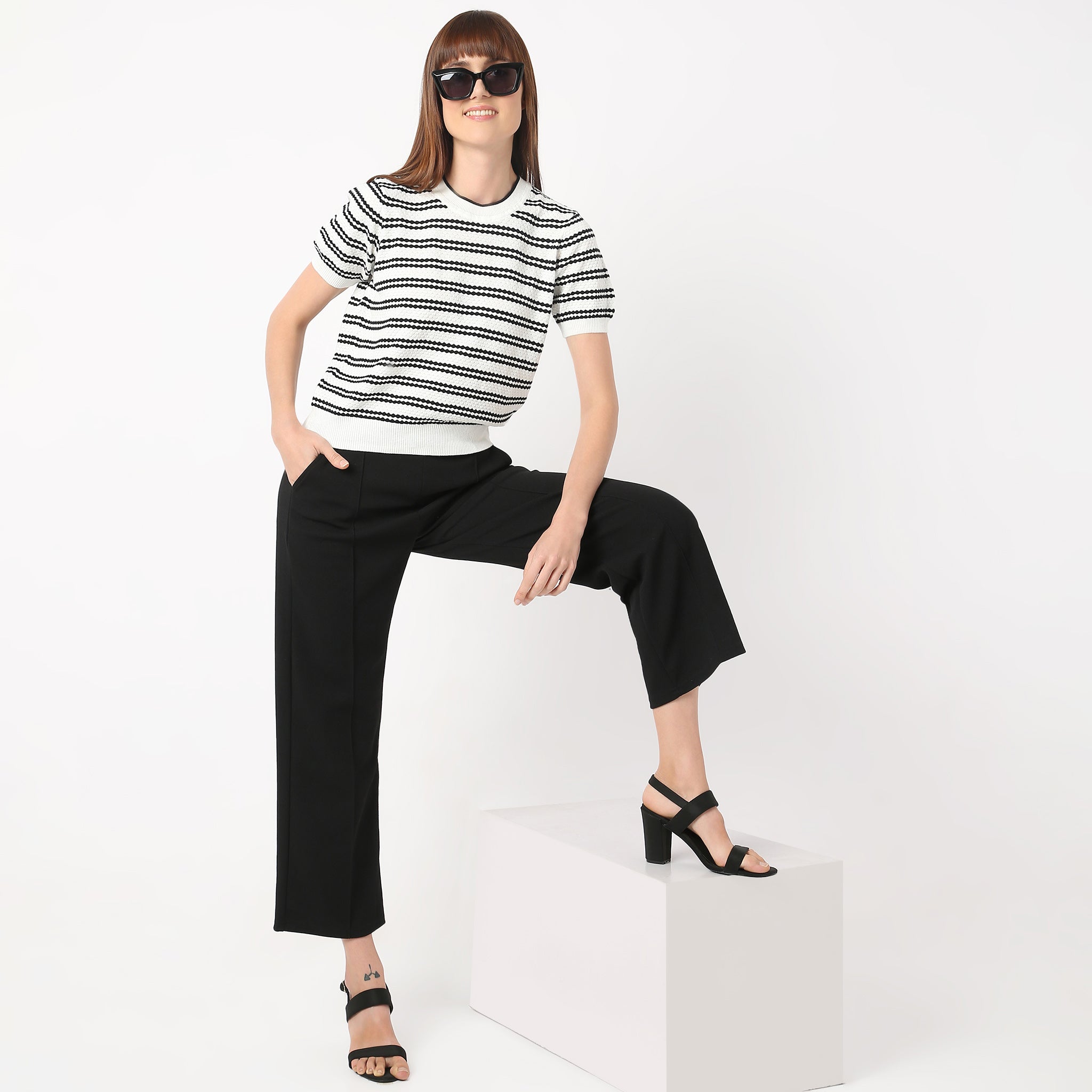 Regular Fit Striped Round Neck T-Shirt