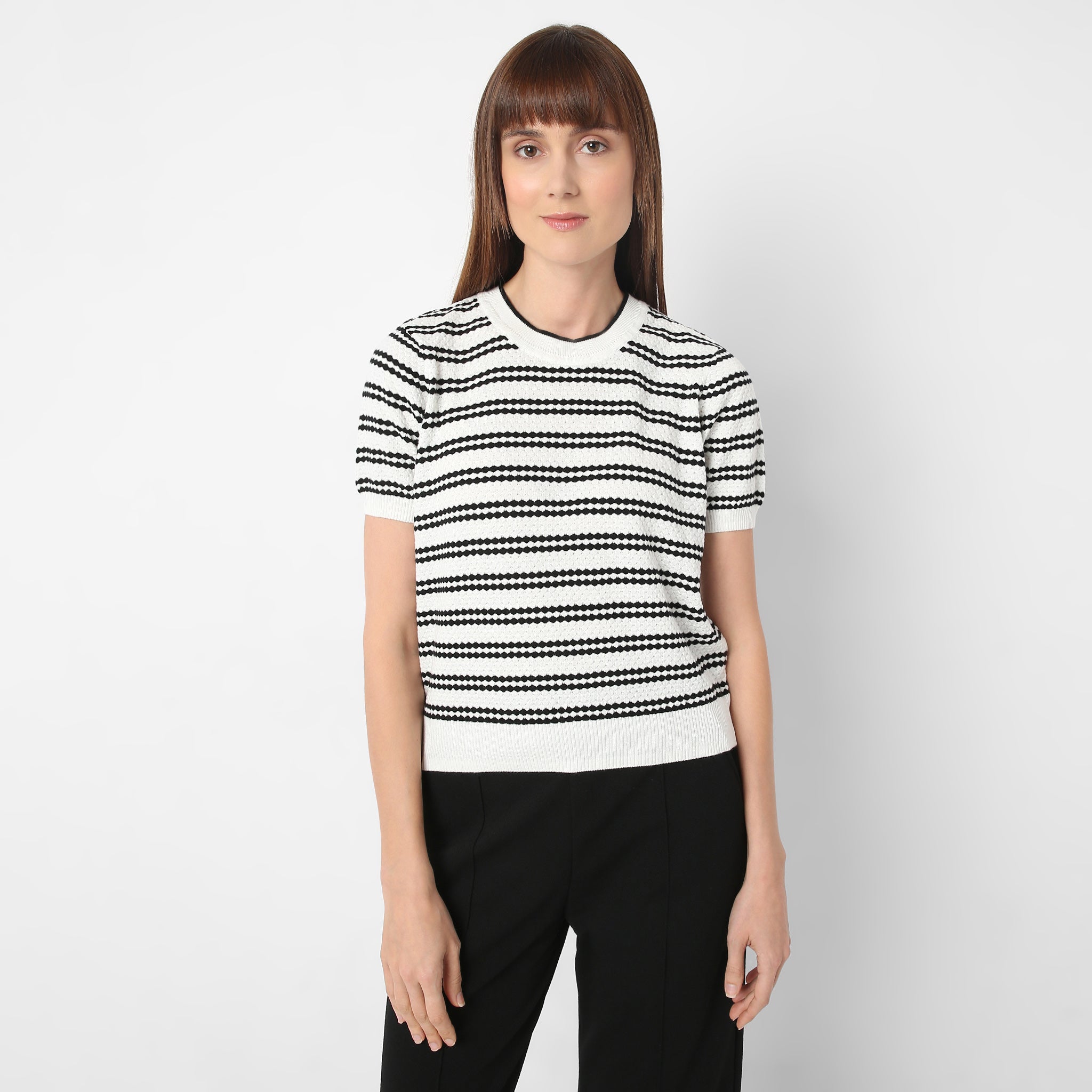 Regular Fit Striped Round Neck T-Shirt