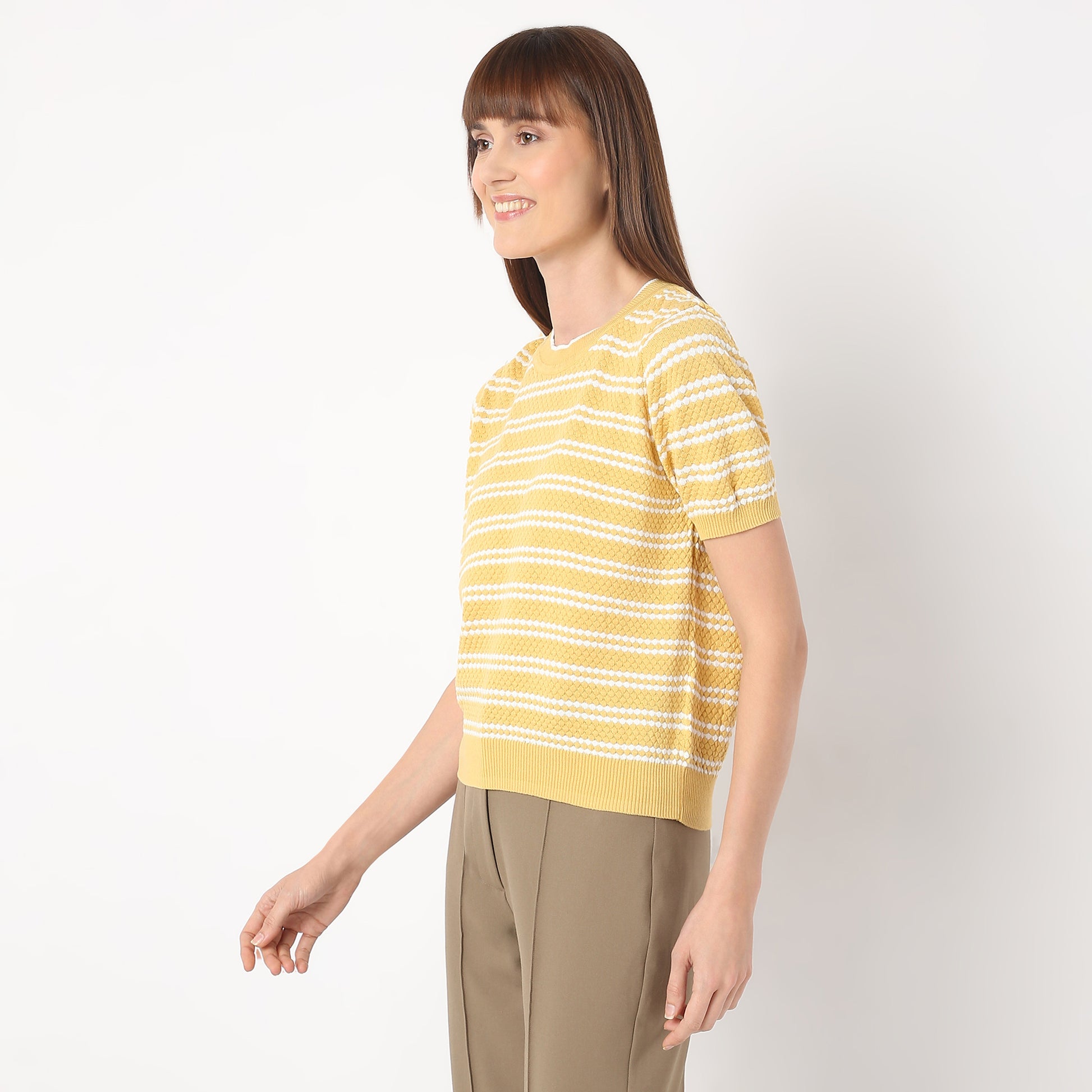 Regular Fit Striped Round Neck T-Shirt