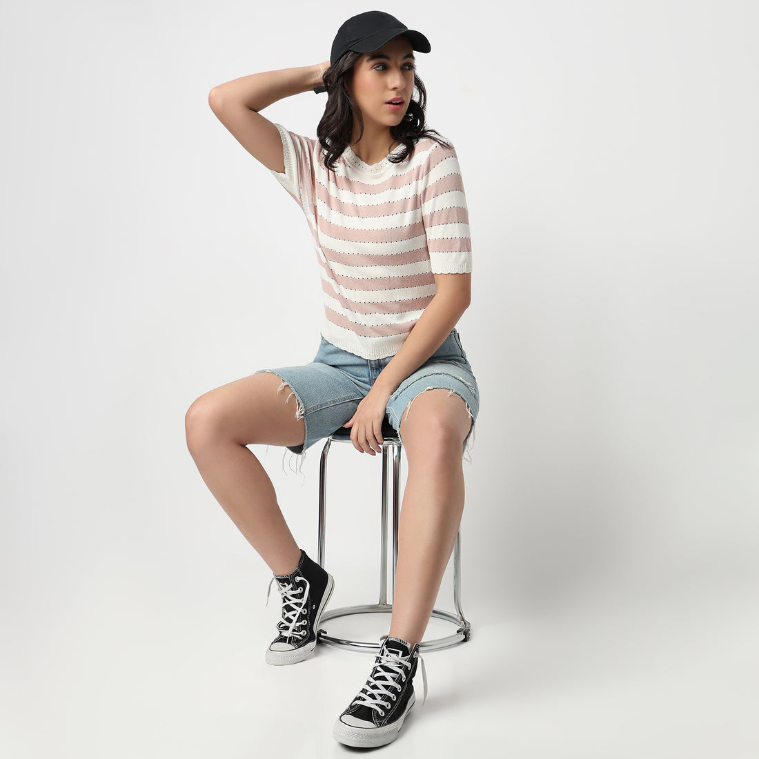 Cropped Striped T-Shirt