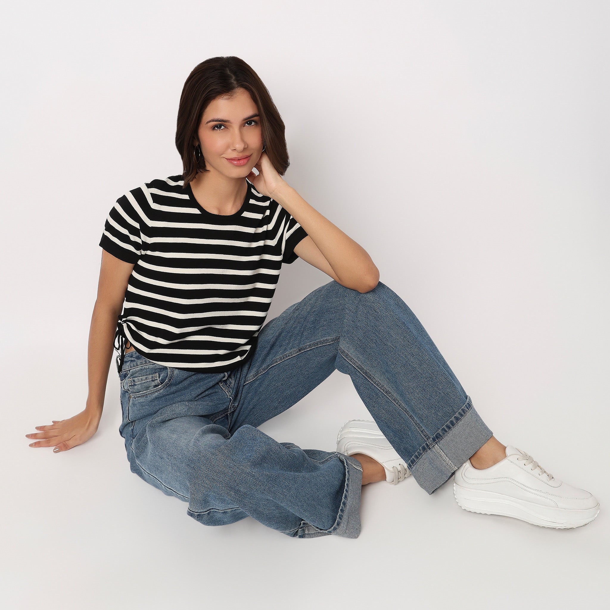 Striped Flatknit Crop T-Shirt