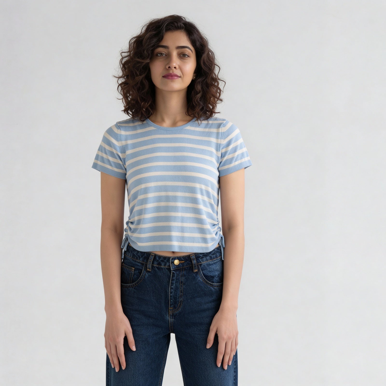 Striped Flatknit Crop T-Shirt