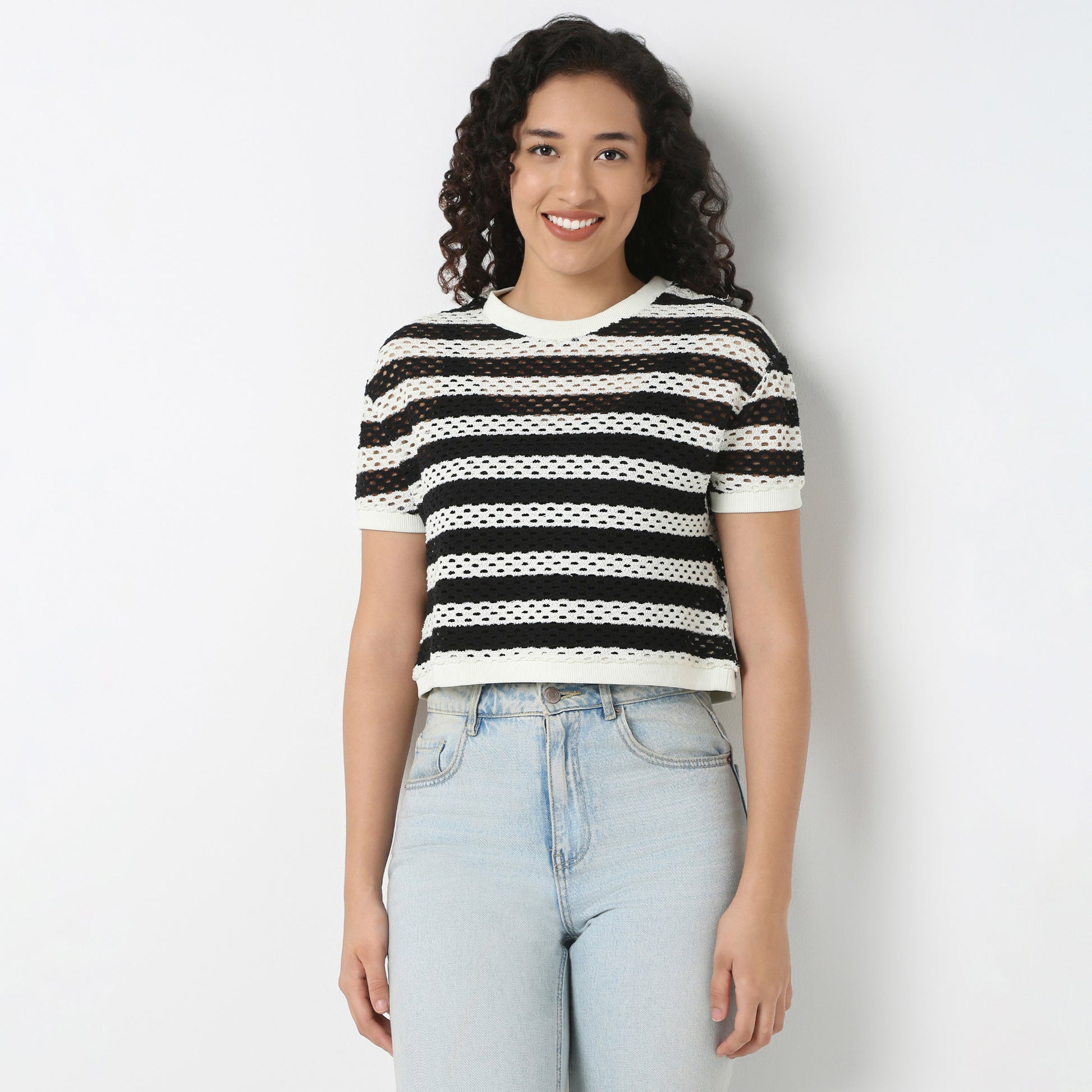 Betty Cropped Boxy Fit Fashion Tee With Half Sleeve