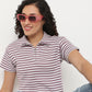 Striped Boxy Fit T-Shirt With Zipper