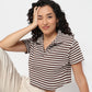 Striped Boxy Fit T-Shirt With Zipper
