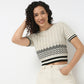 Betty Round Neck Fashion Tee With Chevron Pattern